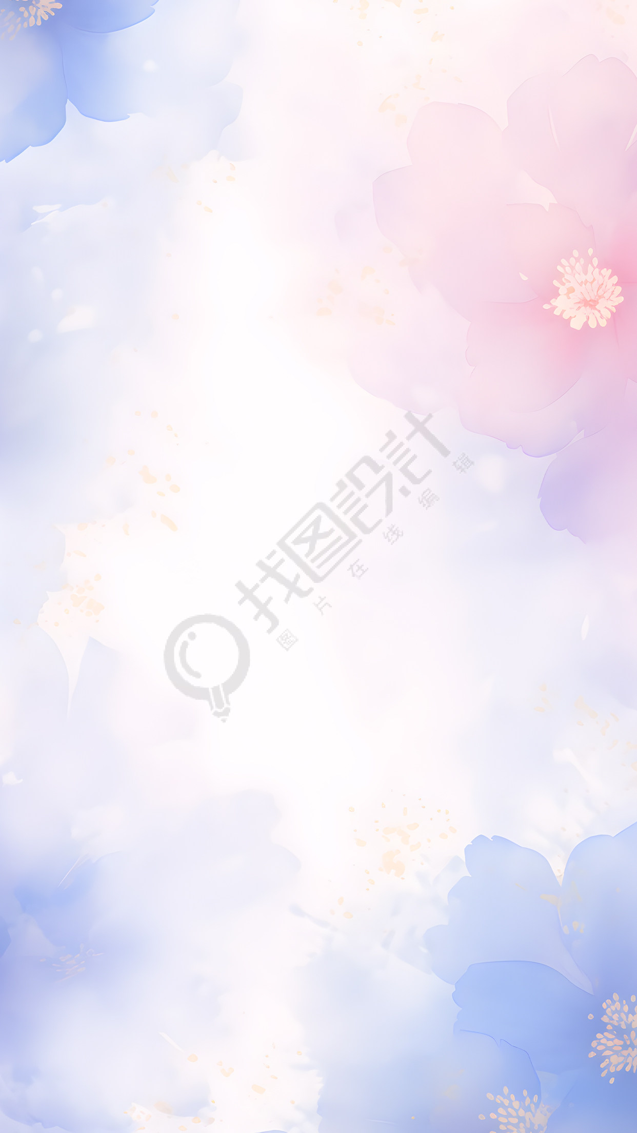 小清新绽放的花朵水彩背景