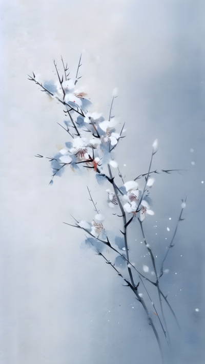 寒冬中的梅花中国风背景