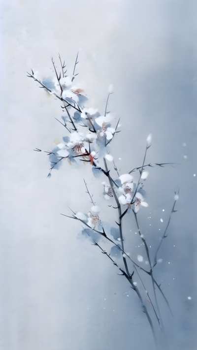 寒冬中的梅花中国风背景