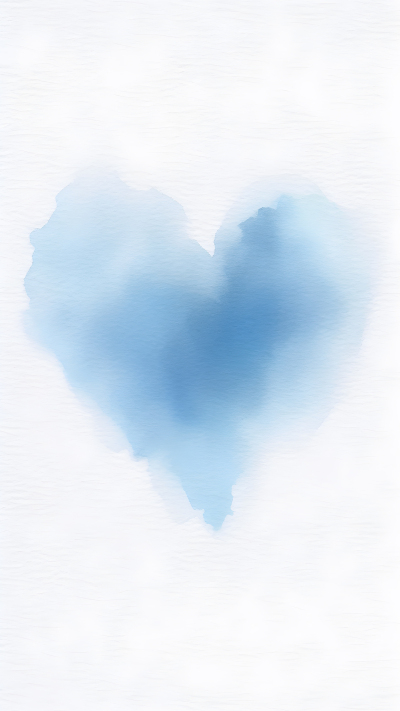 白底淡蓝色心形水彩画背景