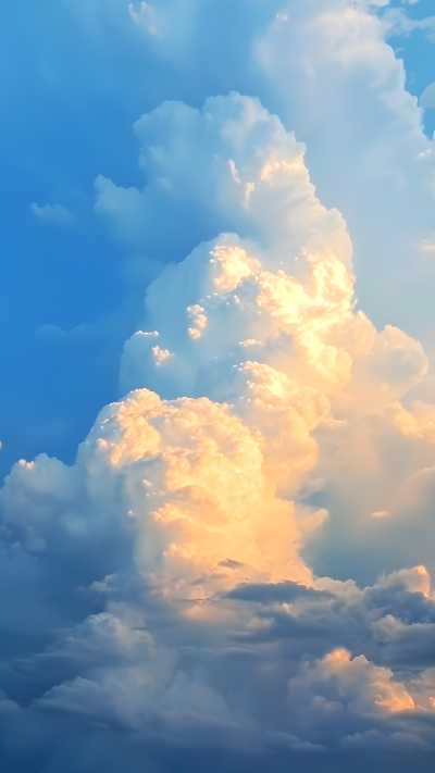 被阳光照成金色的白云唯美背景