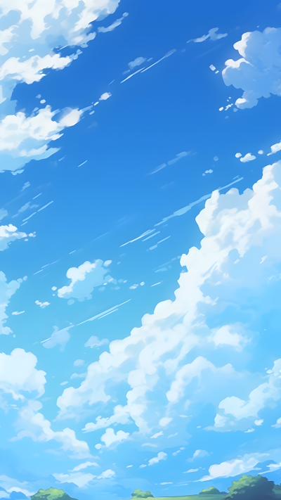 蓝天白云宫崎骏风格背景