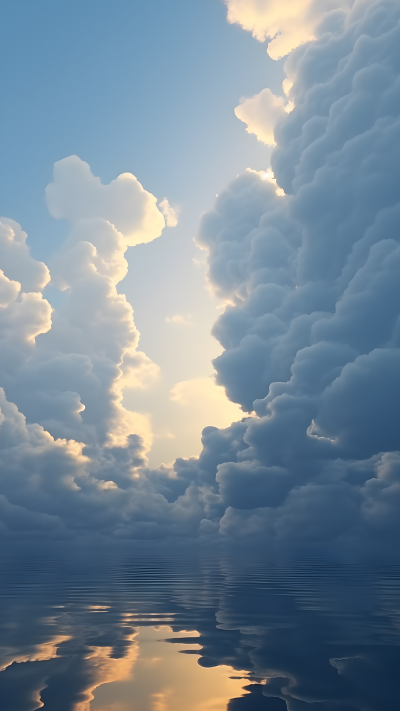 阳光照射下的蓝天白云背景