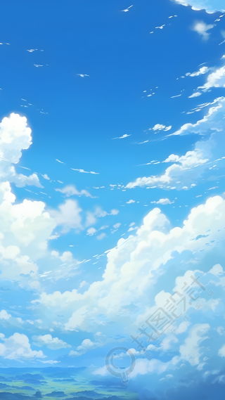大草原上的蓝天白云风光背景