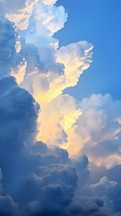 蓝天白云小清新背景