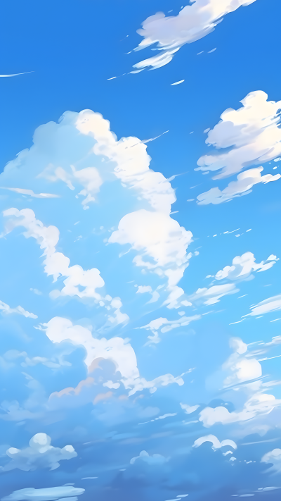 动漫风格蓝天白云美丽背景
