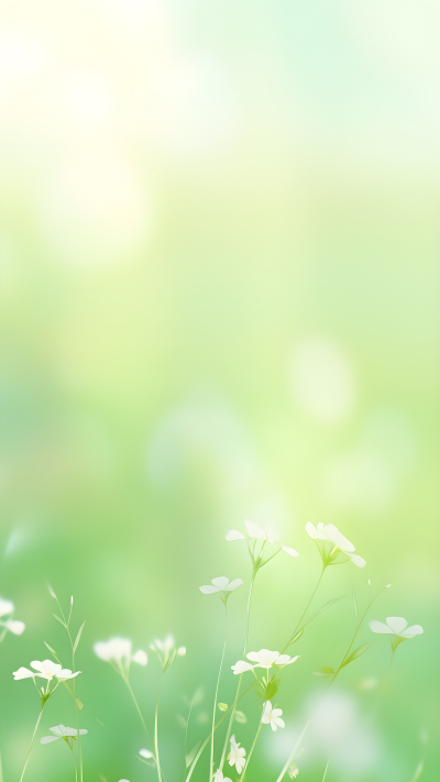 唯美白色小花绿色枝干背景