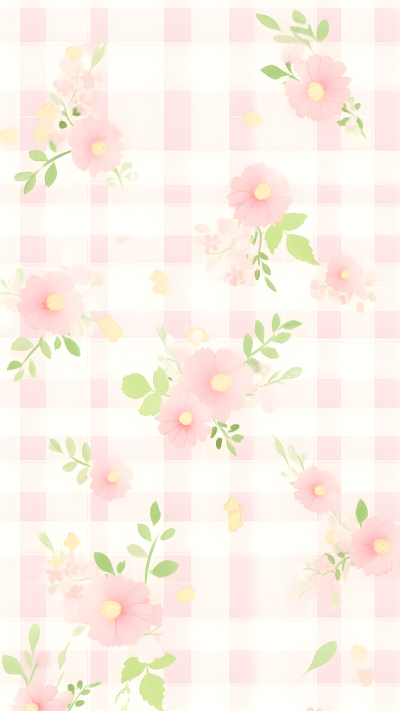 粉色小碎花白色格子背景
