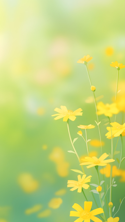 光影中的黄色小花背景