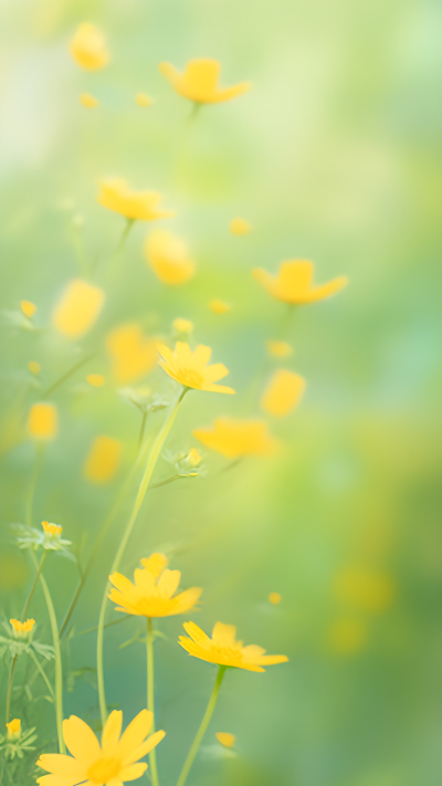 欣欣向荣的黄色小花背景