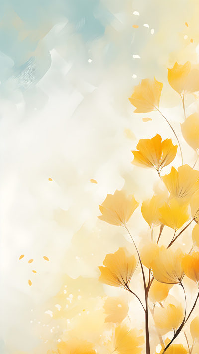 小清新风秋天黄色叶片背景