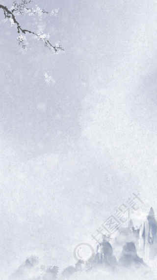 大雪中的高山水墨风背景