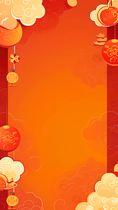 新年红灯笼祥云背景