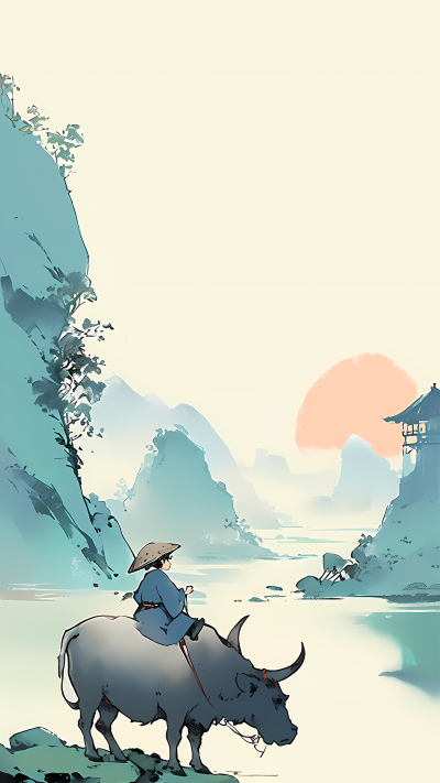 清明时节牧童背景