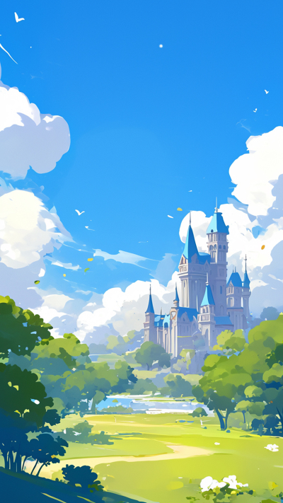 唯美城堡动漫风格背景