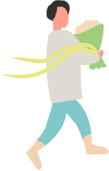 抱着花的男人