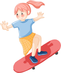 滑滑板的女孩