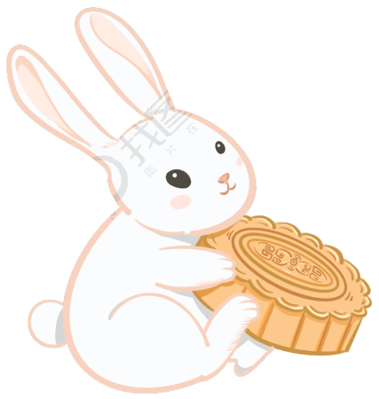 中秋节/抱月饼兔子