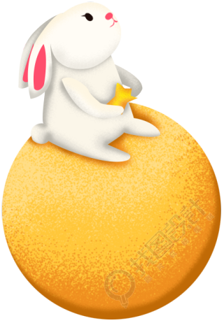 中秋节/坐在月亮上的兔子