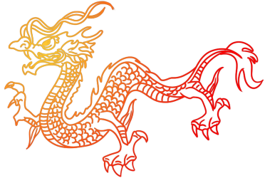 手绘线条渐变龙
