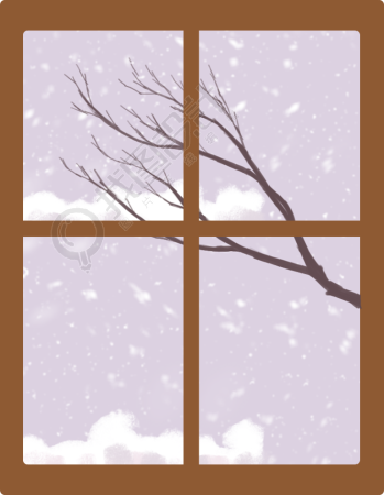 冬至节气窗户雪景