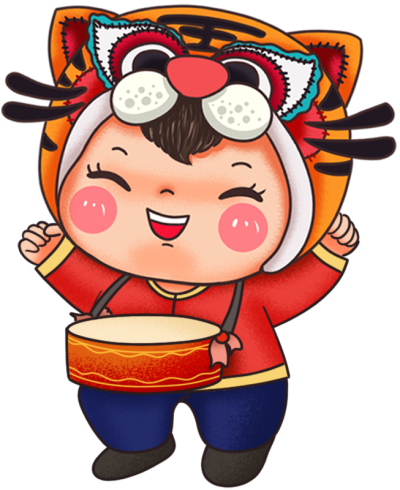 挂鼓虎年娃娃