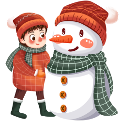 小孩堆雪人