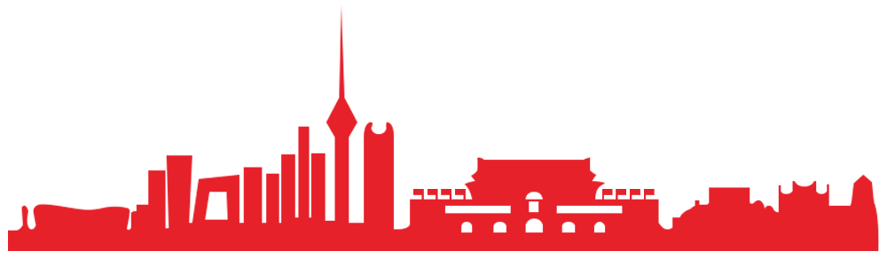 红色城市剪影