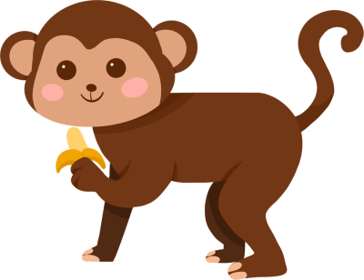 卡通吃香蕉的猴子