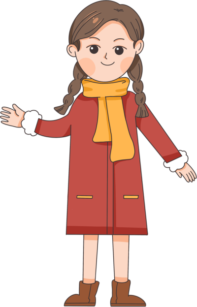 卡通围巾麻花辫女孩