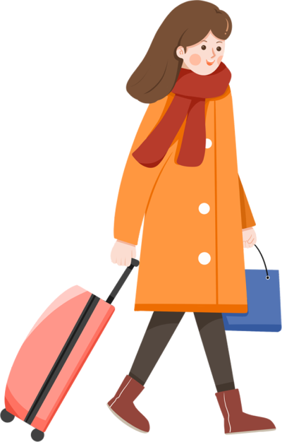 卡通行李箱回家女生