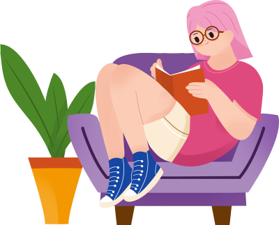 躺卧在沙发读书学习的女生