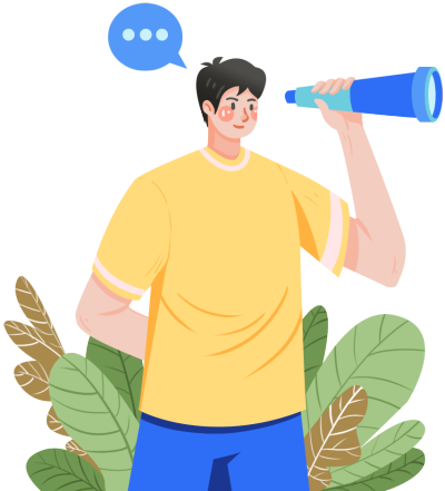 手拿望远镜男孩