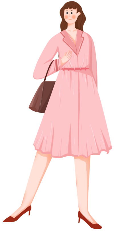  粉色衣服拿包女生