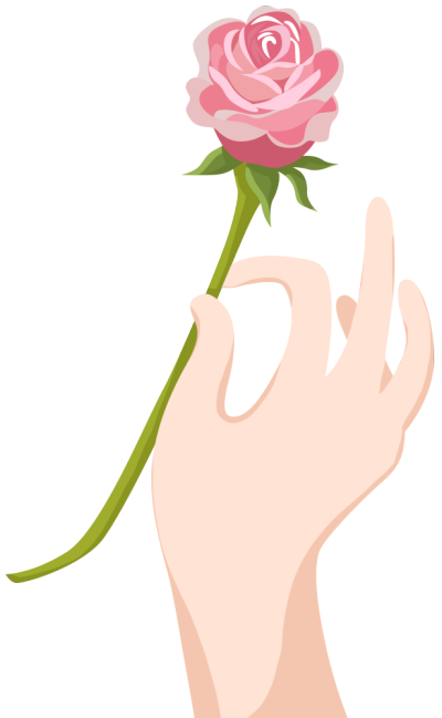 手拿玫瑰