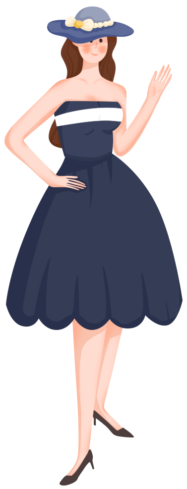 插画风连衣裙女生