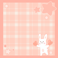 手绘粉色格子背景可爱兔子素材