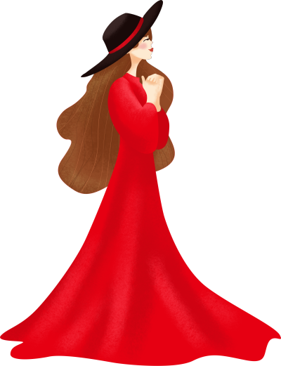 妇女节红色长裙女生