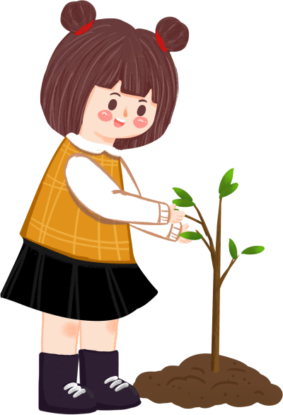 植树节种树小女孩