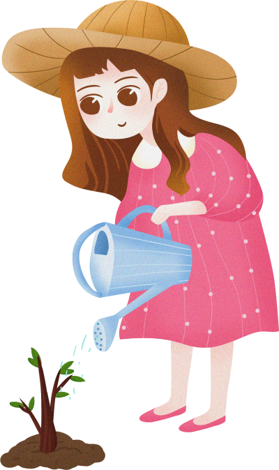 植树节小女孩种树