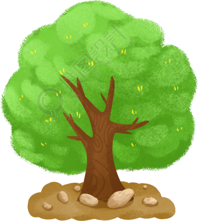 夏季卡通手绘绿树树木