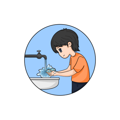 疫情防控洗手男孩图标