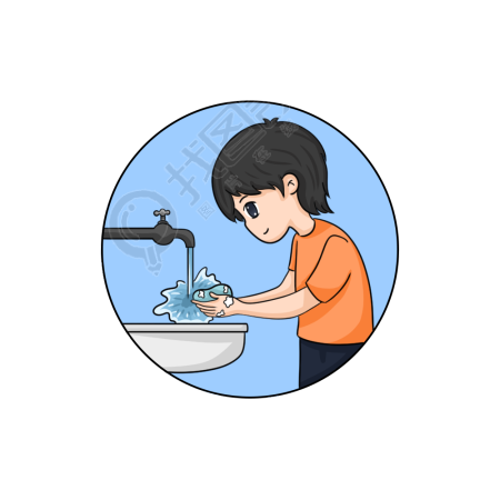 疫情防控洗手男孩图标