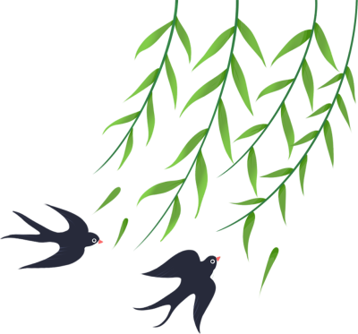 手绘春天六天燕子素材