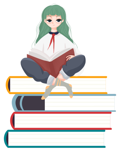 坐在书上看书的女孩