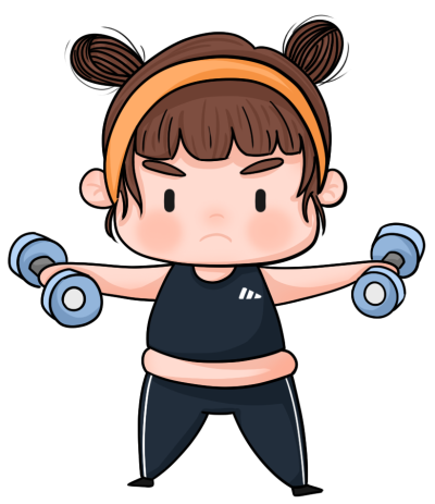 拿哑铃健身的小女孩