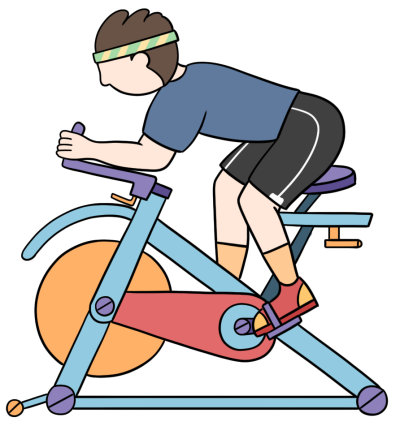 骑动感单车的男生