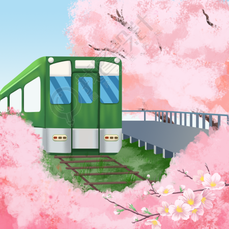 樱花季赏花/火车