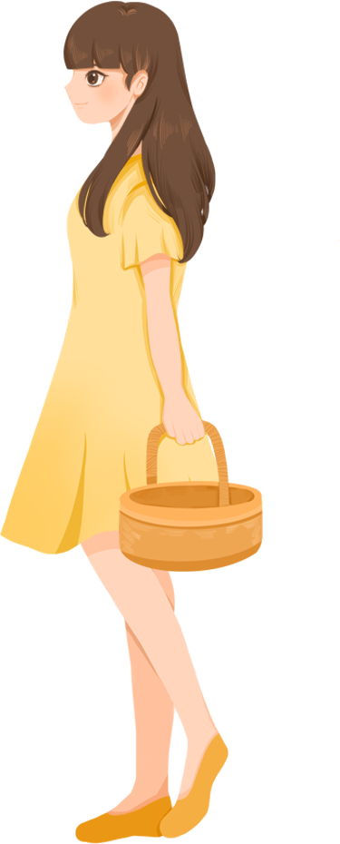 提野餐篮走路女孩