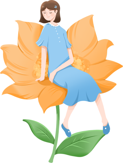 坐在花朵里的女孩